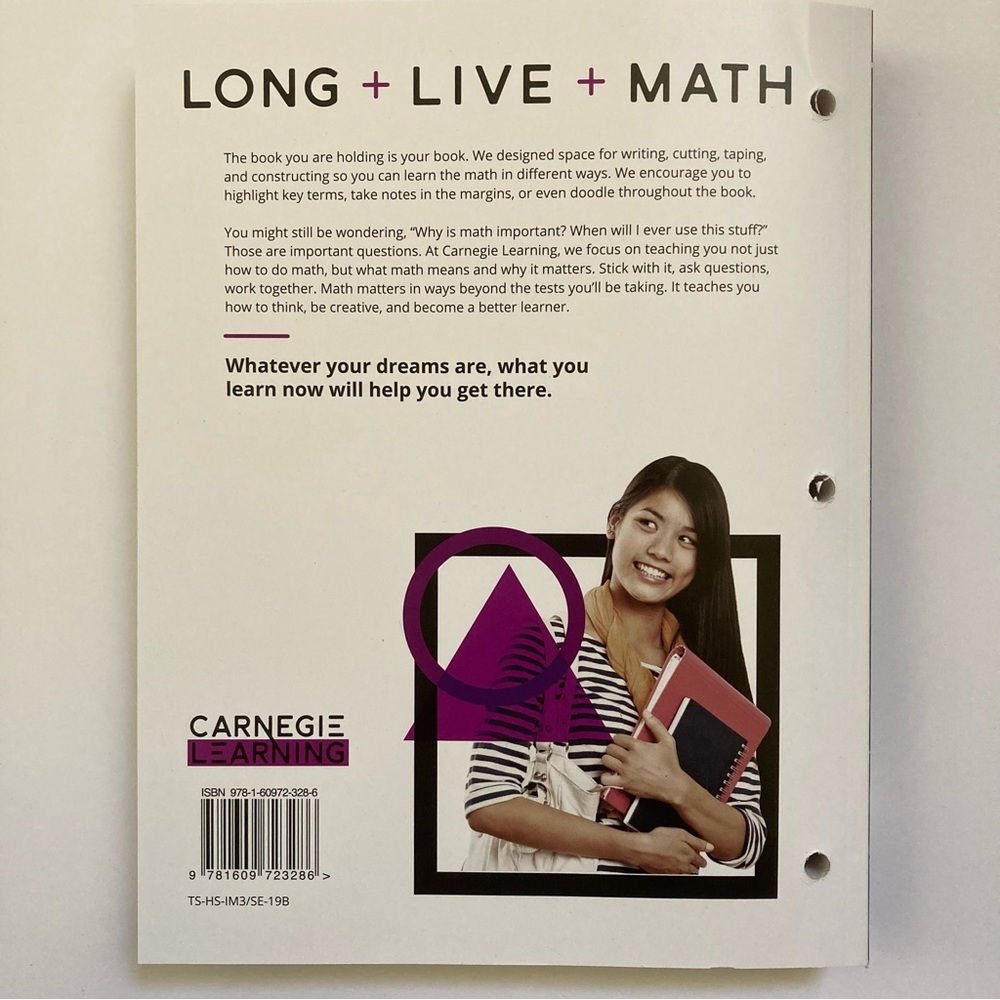 Carnegie Learning Integrated Math III Volume 1 Second Edition - Picture 4 of 4